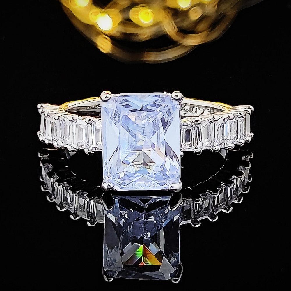 Adorable New Luxury Princess Cut Designer AAA+ Cubic Zirconia Diamonds Fashion Ring - The Jewellery Supermarket