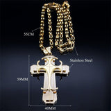 Glorious Stainless Steel Gold Colour Christ God Chain Big Cross Necklace - Christian Jewellery - The Jewellery Supermarket