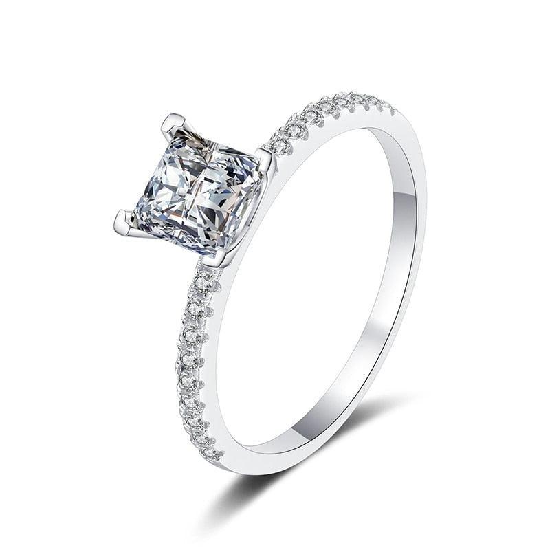 1-2CT Princess Cut High Quality Moissanite Diamonds VVS Colorless Solitaire Diamond Bridal Sets Ring - The Jewellery Supermarket