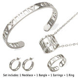 BEST SELLER New Design Hollow Roman Numerals Stainless Steel Jewellery Set for Women  - Fashion Jewellery - The Jewellery Supermarket