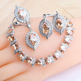 NEW ARRIVAL AAA Zircon Crystals Silver Earrings Charms Bracelets For Women Fashion Wedding Jewellery Sets - The Jewellery Supermarket