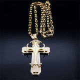 Glorious Stainless Steel Gold Colour Christ God Chain Big Cross Necklace - Christian Jewellery - The Jewellery Supermarket
