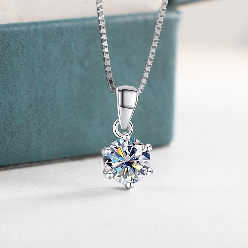 Choice 1 Carat Round Cut VVS Blue Green Colour Real High Quality Moissanite Diamonds Pendants - Fine Jewellery - The Jewellery Supermarket