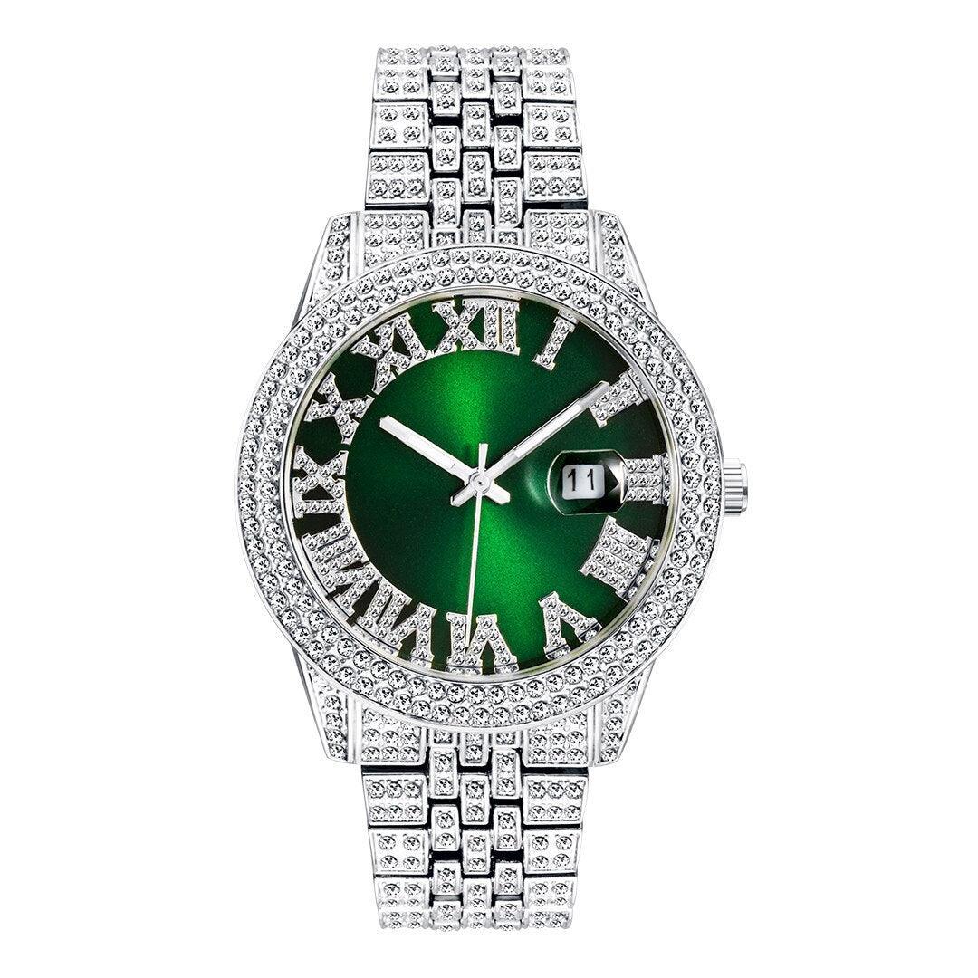 NEW Elegant Stylish Iced Out Simulated Diamond Top Brand Date Waterproof Quartz Fashion Watch - The Jewellery Supermarket