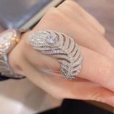 NEW VINTAGE RINGS Feather CZ Diamond 925 sterling silver Promise Engagement Ring - The Jewellery Supermarket