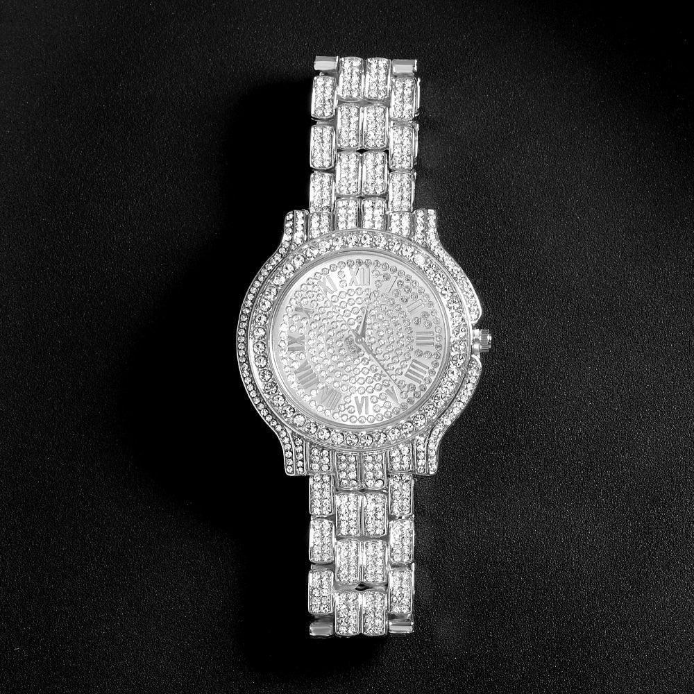 New Hip Hop Iced Out Square Simulated Diamonds Watch - Sparkling Quartz Fashion Classic Watches - The Jewellery Supermarket