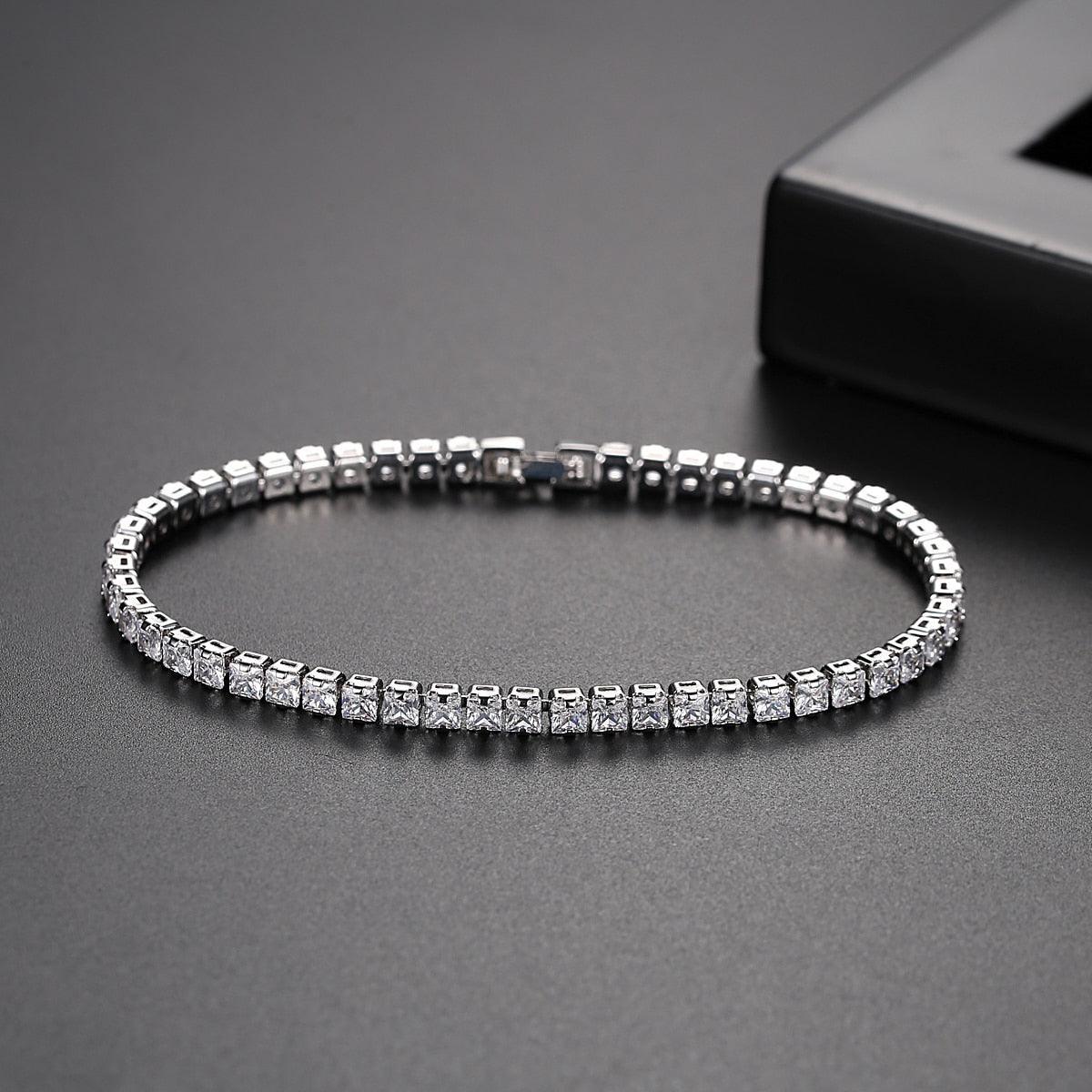 EXQUISITE Charming AAA+ Cubic Zirconia Simulated Diamonds Gold Colour Tennis Bracelets - The Jewellery Supermarket