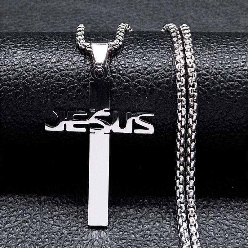 Impressive Stainless Steel Cross Necklace Black Silver Color Gothic Style Necklace - Christian Jewellery - The Jewellery Supermarket