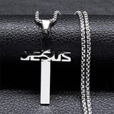 Impressive Stainless Steel Cross Necklace Black Silver Color Gothic Style Necklace - Christian Jewellery - The Jewellery Supermarket