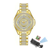 Fashion Bling Simulated Diamonds Gold Rose Gold Silver Original Elegant Ladies Watch With Bracelet Set - Ideal Gift - The Jewellery Supermarket