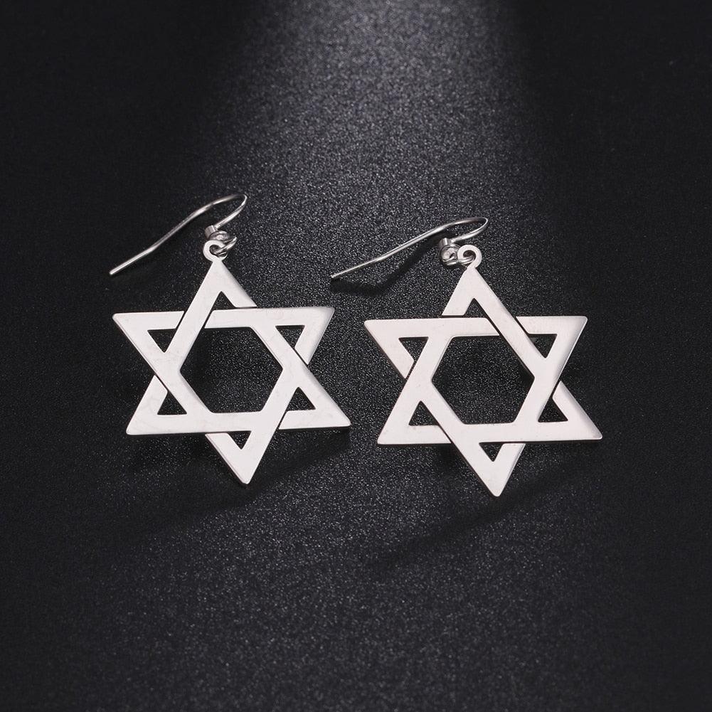 NEW Star of David Gold Silver Color Hollow Hexagram Drop Earrings For Women - The Jewellery Supermarket