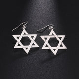 NEW Star of David Gold Silver Color Hollow Hexagram Drop Earrings For Women - The Jewellery Supermarket