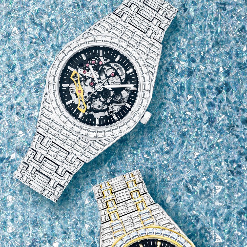 Luxury Men MISS FOX Hip Hop Ice Out Mechanical Waterproof Watch - The Jewellery Supermarket