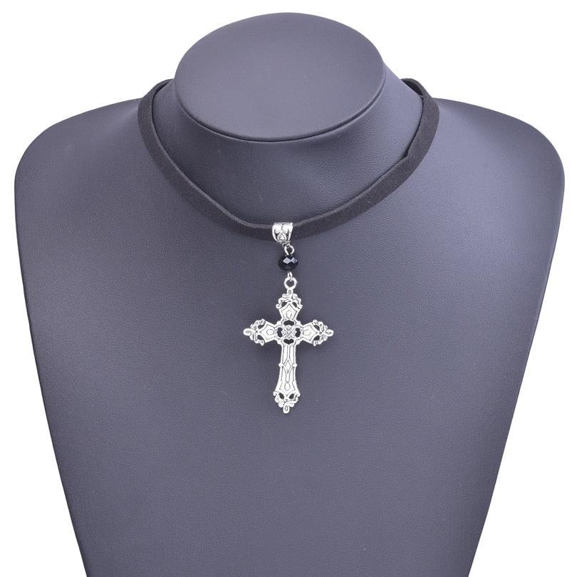 Amazing Gothic Religion Cross Cross Choker Aesthetic Design Pendant Necklaces For Women - Christian Jewellery - The Jewellery Supermarket