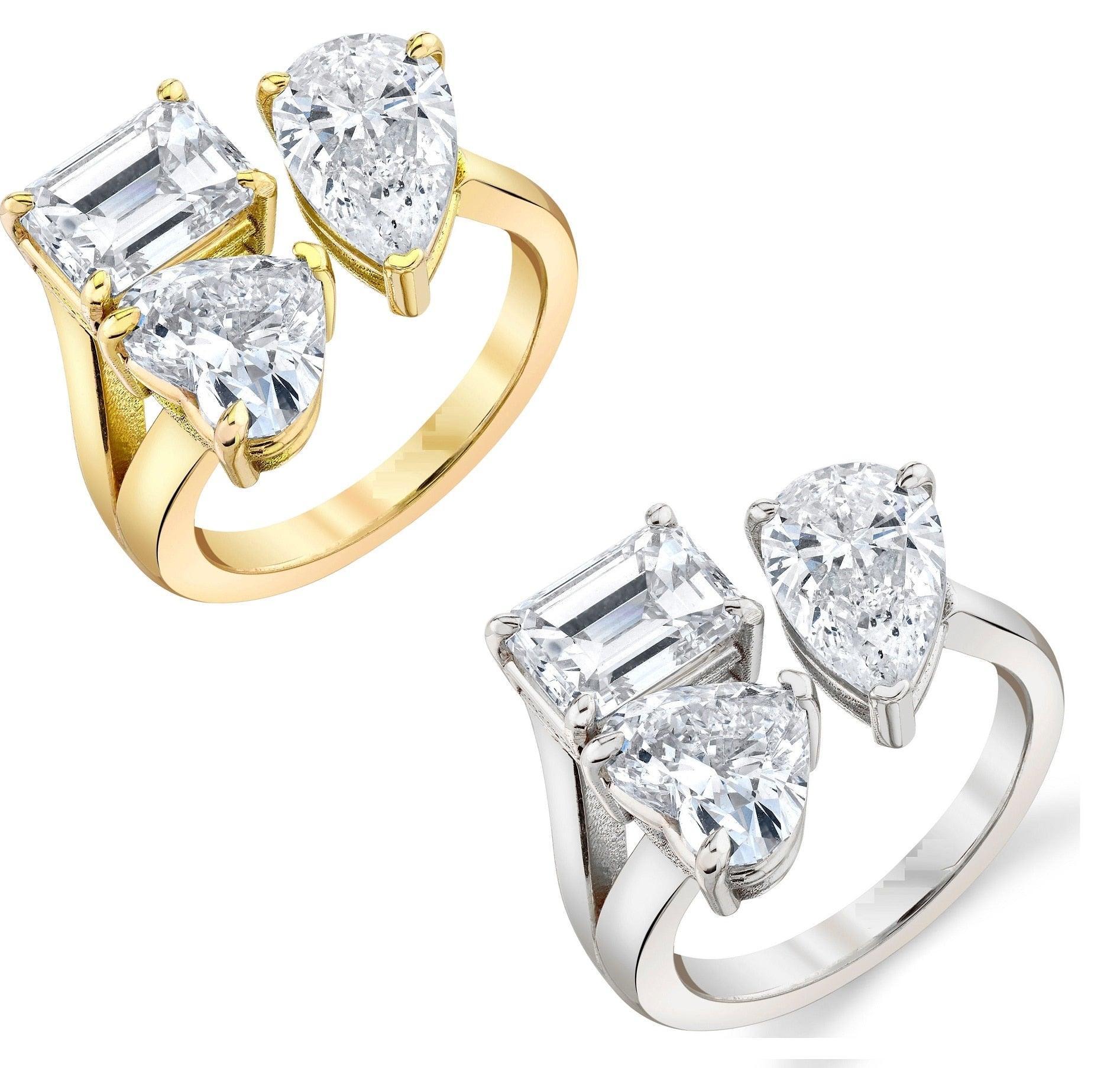 NEW ARRIVAL - AAA+ Cubic Zirconia Diamonds Open Adjusted Geometric Rings - The Jewellery Supermarket