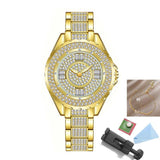 Fashion Bling Simulated Diamonds Gold Rose Gold Silver Original Elegant Ladies Watch With Bracelet Set - Ideal Gift - The Jewellery Supermarket