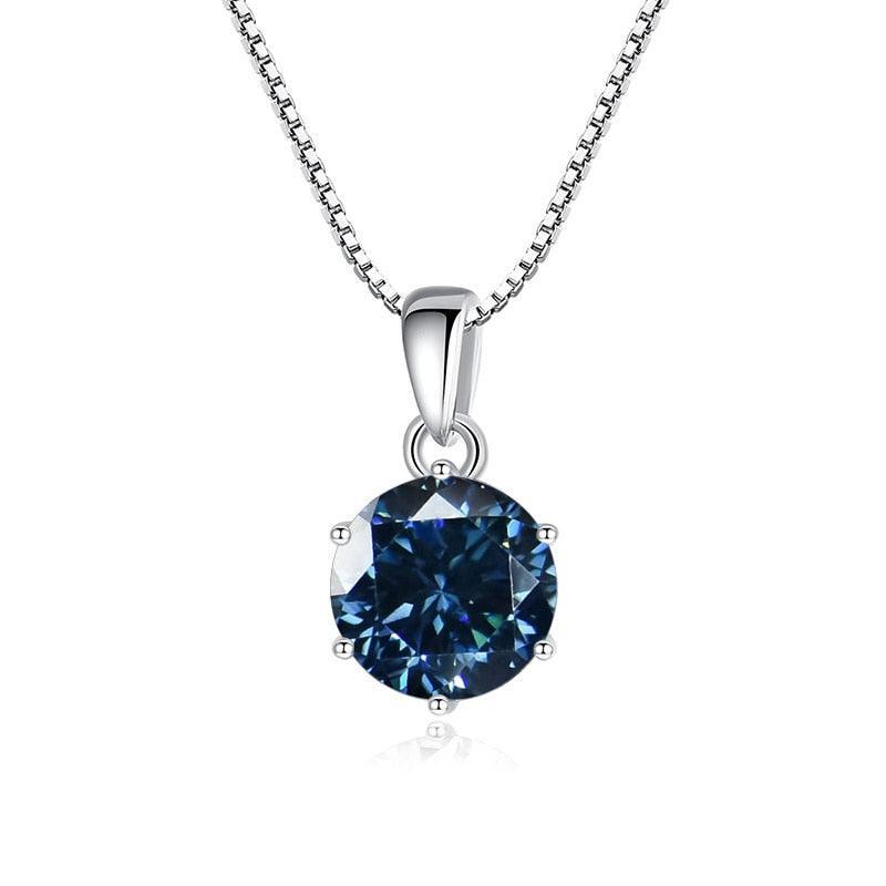 Choice 1 Carat Round Cut VVS Blue Green Colour Real High Quality Moissanite Diamonds Pendants - Fine Jewellery - The Jewellery Supermarket