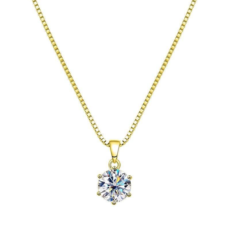 Super 1 or 2 Carat 6 Prong Real High Quality Moissanite Diamonds Necklace For Women - Luxury Fine Jewellery - The Jewellery Supermarket