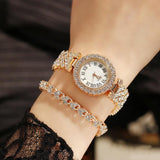 Best Selling Luxury Blig Fashion Brand Simulated Diamonds Steel Band Watch Bracelet Set - Ideal Gifts - The Jewellery Supermarket