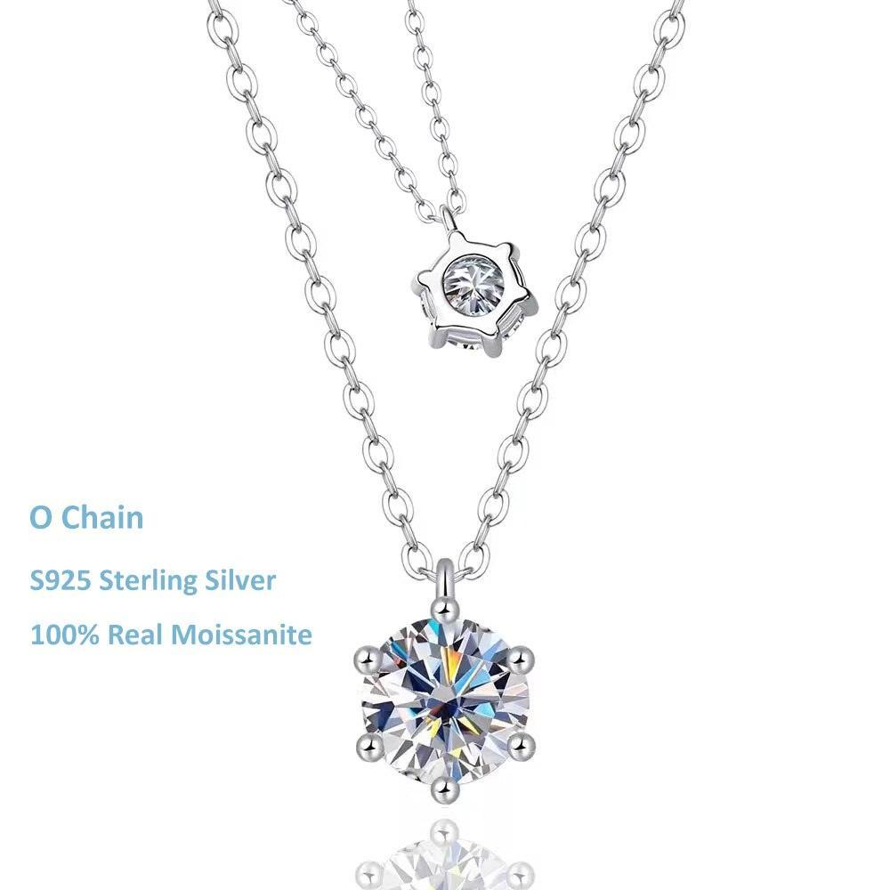 Super 1 or 2 Carat 6 Prong Real High Quality Moissanite Diamonds Necklace For Women - Luxury Fine Jewellery - The Jewellery Supermarket
