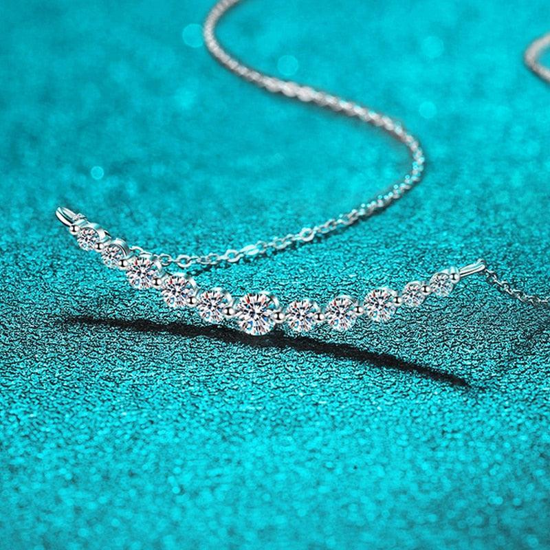 Sensational Total 1.1ct Round Brilliant Cut High Quality Moissanite Diamonds Necklace Sparkling Jewellery - The Jewellery Supermarket