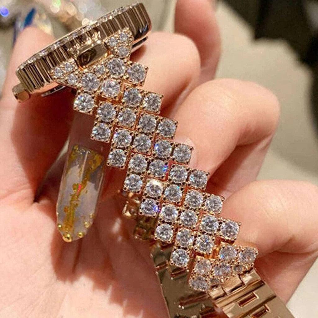 Best Selling Luxury Blig Fashion Brand Simulated Diamonds Steel Band Watch Bracelet Set - Ideal Gifts - The Jewellery Supermarket