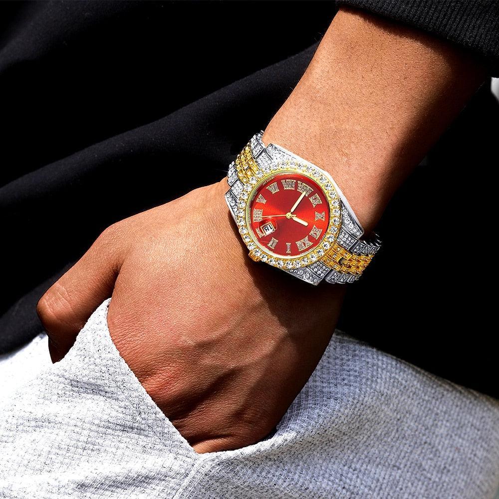 New Hip Hop Iced Out Square Simulated Diamonds Watch - Sparkling Quartz Fashion Classic Watches - The Jewellery Supermarket