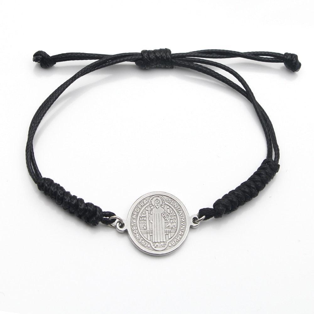 Catholic Religious Belief St. Benedict Cross Stainless Steel Bracelets Chinese Knot Bracelets for Men Women - The Jewellery Supermarket