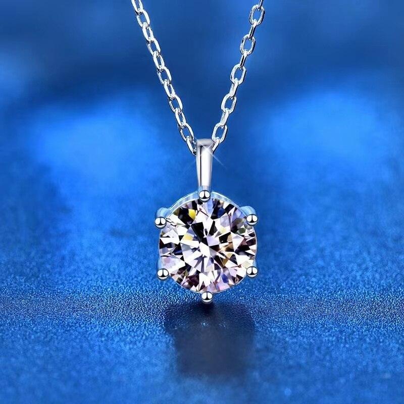 Super 1 or 2 Carat 6 Prong Real High Quality Moissanite Diamonds Necklace For Women - Luxury Fine Jewellery - The Jewellery Supermarket
