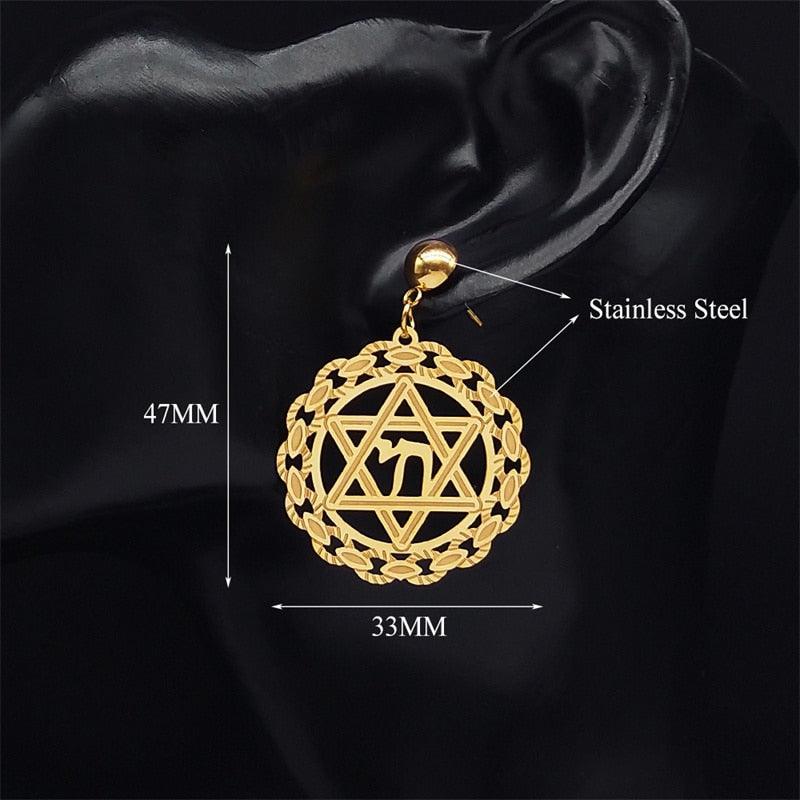 NEW Judaism Hexagram Stainless Steel Star Of David Dangle Stud Earrings for Women - The Jewellery Supermarket