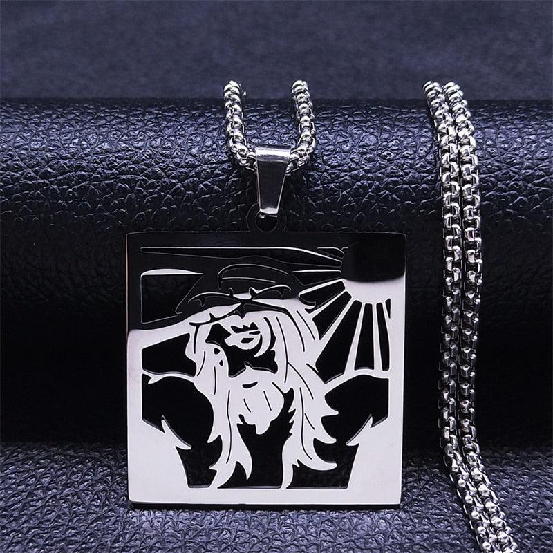 Christ Cross, Jesus Crown of Thorns Stainless Steel Crucifix Necklace - Religious Jewellery  - The Jewellery Supermarket