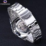NEW - Luxury Mens Stainless Steel Skeleton Mechanical Waterproof Watch - The Jewellery Supermarket