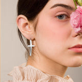 Cross Fish Hoop Earrings, Stainless Steel Cruz Earring Dangle ,Simple Wire Thread Minimalist Christian Jewellery - The Jewellery Supermarket