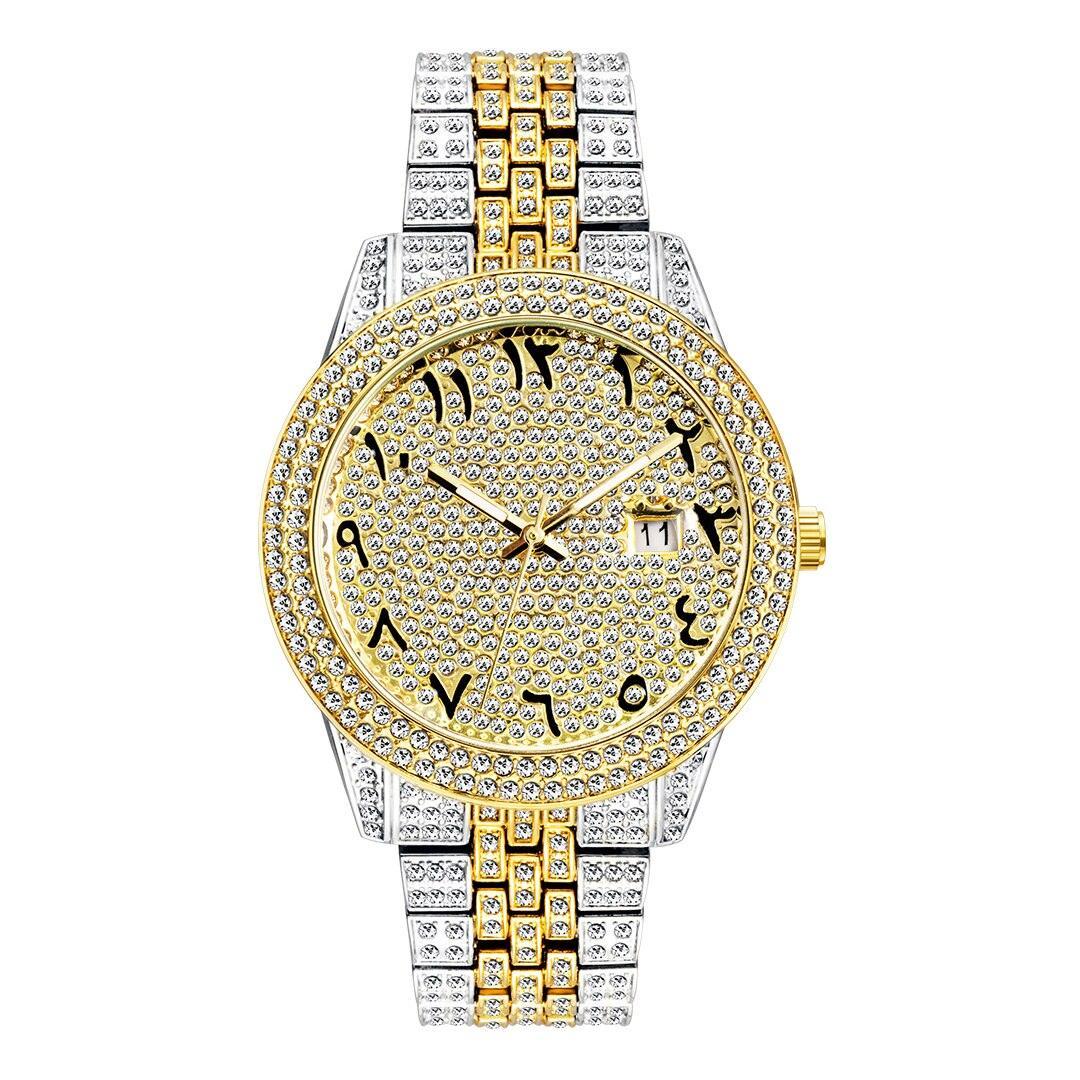 NEW Elegant Stylish Iced Out Simulated Diamond Top Brand Date Waterproof Quartz Fashion Watch - The Jewellery Supermarket