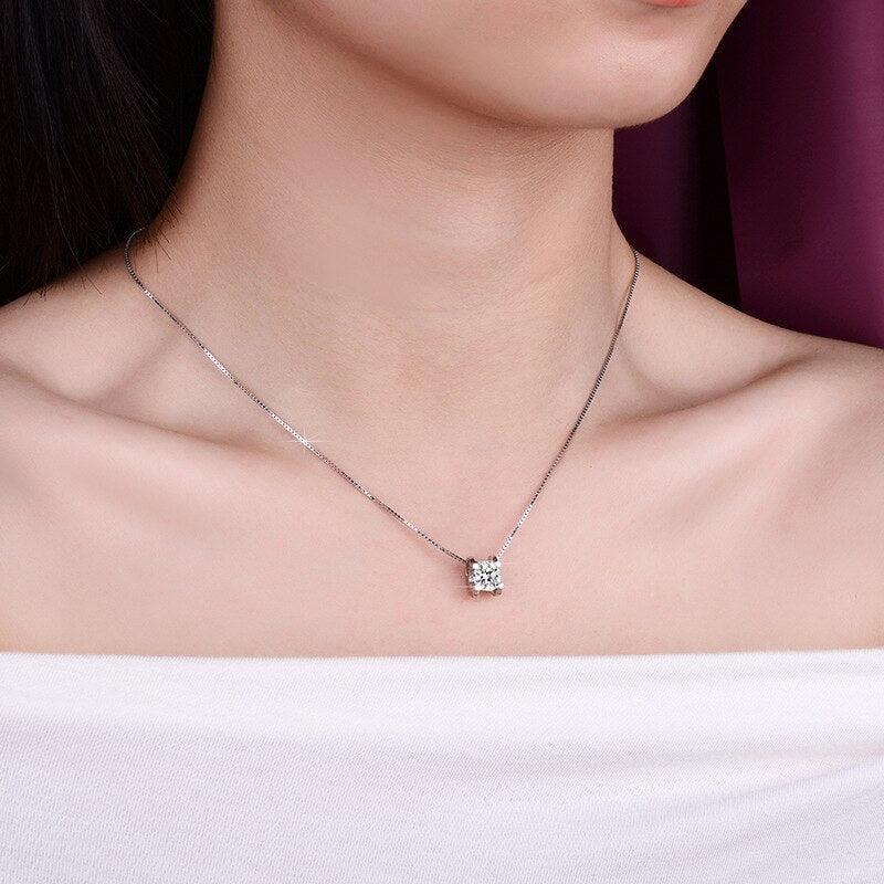 Popular Classic Trendy Round 2ct/1ct High Quality Moissanite Diamonds Brilliant Halo Necklace - Fine Jewellery - The Jewellery Supermarket