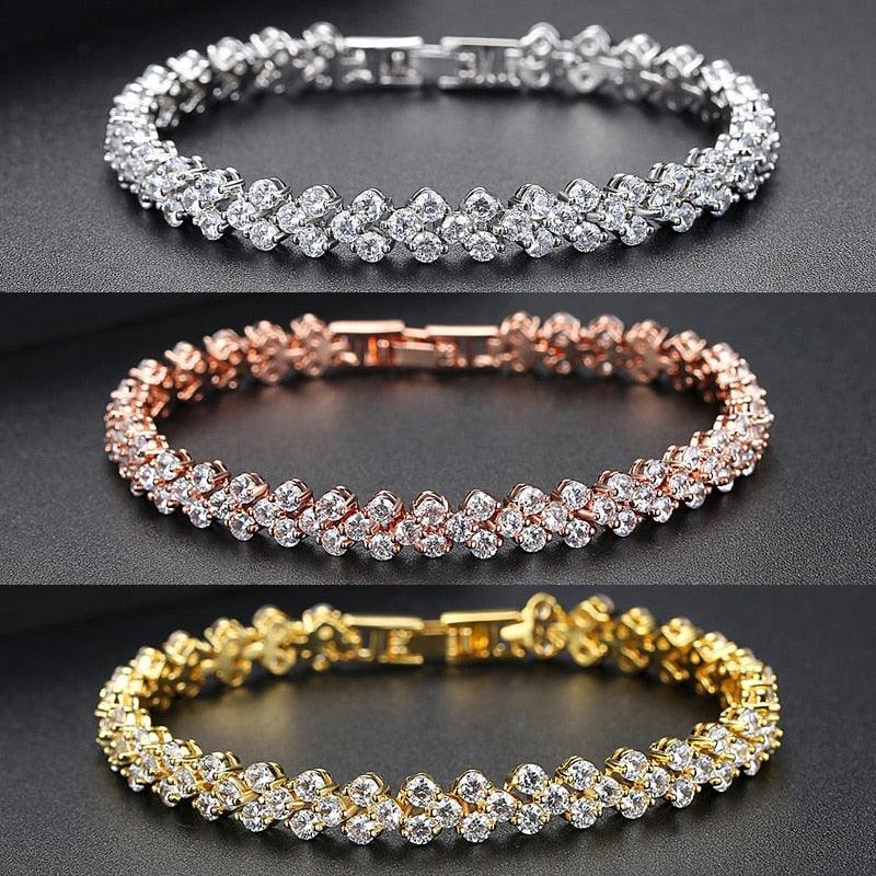 *NEW* Ideal Gifts - Luxury AAA+ Cubic Zirconia Diamonds Rose Gold Tennis Bracelet - The Jewellery Supermarket