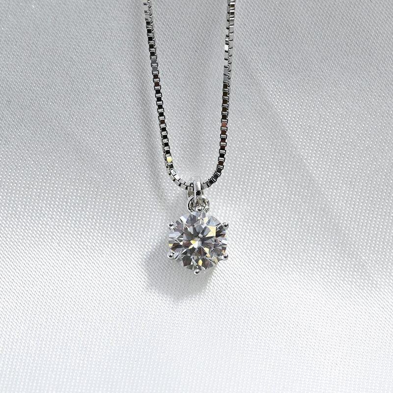 Super 1 or 2 Carat 6 Prong Real High Quality Moissanite Diamonds Necklace For Women - Luxury Fine Jewellery - The Jewellery Supermarket