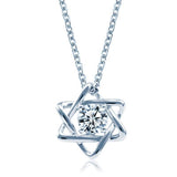 NEW Dancing Zircon Star of David Hexagram Gemstone 925 Silver Necklace - The Jewellery Supermarket