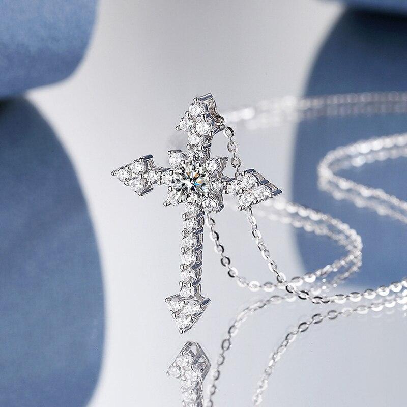 Amazing Real D Color 1 Carat High Quality Moissanite Diamonds Cross Pendant Necklace - Fine Jewellery - The Jewellery Supermarket