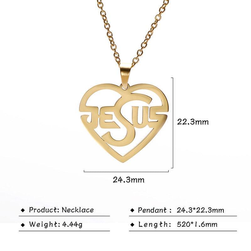 Charming Christian Jesus Heart Stainless Steel Pendant Necklace for Women - Religious Jewellery - The Jewellery Supermarket