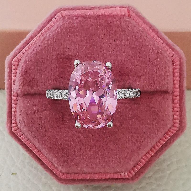 Dazzling Luxury Oval Pink AAA+ Cubic Zirconia Popular Rings - The Jewellery Supermarket