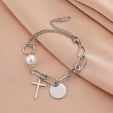Fashion 316L Stainless Steel Gold Color Multilayer Cross Charm Bracelets For Women - Christian Jewellery - The Jewellery Supermarket