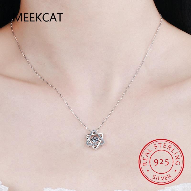 NEW Dancing Zircon Star of David Hexagram Gemstone 925 Silver Necklace - The Jewellery Supermarket