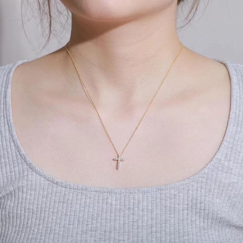 Marvelous 2.5, 3, 4mm Real High Quality Moissanite Diamonds Jesus Cross Pendant Necklace - Fine Jewellery - The Jewellery Supermarket