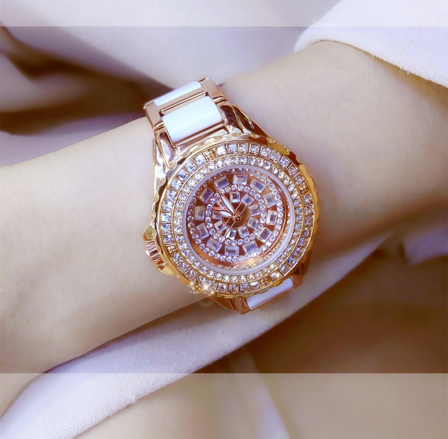 Luxury Women Gold Bracelet Diamond Watch - The Jewellery Supermarket