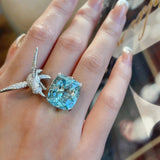 Brilliant New Luxury Sea Blue AAA+ Quality Cz Diamonds Seagull Design Ring - The Jewellery Supermarket