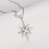 Minimalist 3mm High Quality Moissanite Diamonds Star and Moon Necklace -Birthday Gift - Fine Jewellery - The Jewellery Supermarket