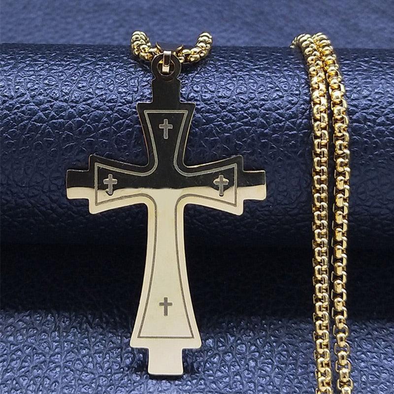 Marvellous Gold Color Chain Christian Cross Stainless Steel Necklace - Religious Jewellery - The Jewellery Supermarket