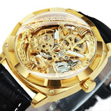 BEST GIFTS Luxury Mens Transparent Skeleton Mechanical Automatic Engraving Relogio Masculino Watch - The Jewellery Supermarket