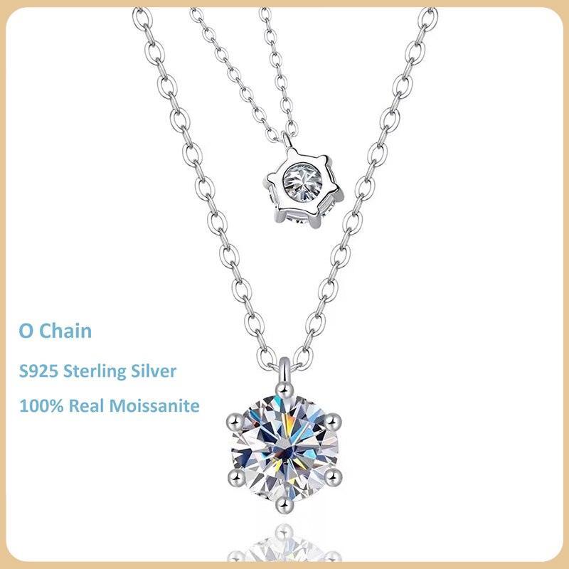 Super 1 or 2 Carat 6 Prong Real High Quality Moissanite Diamonds Necklace For Women - Luxury Fine Jewellery - The Jewellery Supermarket
